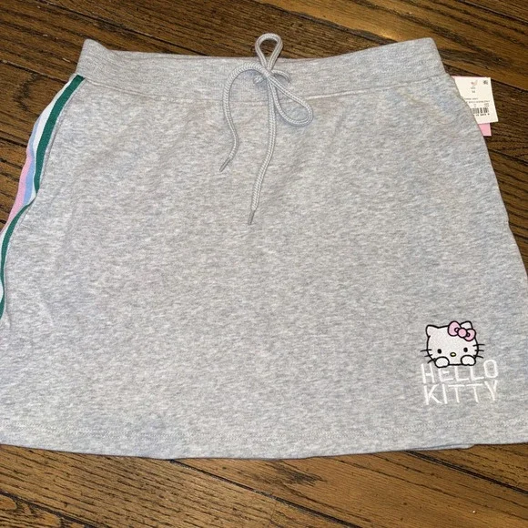 Sanrio Hello Kitty Women's Skirt Grey Size M NWT Elastic Waist Drawstring - Picture 1 of 8